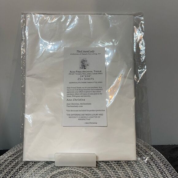 The Linen Lady Acid Free Archival Tissue Paper Pack of 25 Large Sheets NWT - Picture 1 of 2